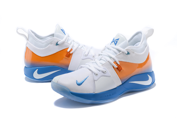 New Men Nike Paul Gerge II White Blue Orange Shoes